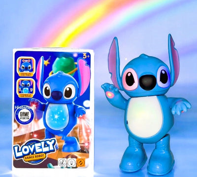 Plava plesuca muzicka igracka Stitch svetli stomak Lovely model na pozadini sa dugom savrsen poklon
