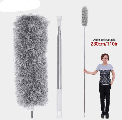 Cistac prasine sa teleskopskom drskom, mikrofiber krpa za prasinu, perac prasine za visoke povrsine, alat za ciscenje, kucna higijena.