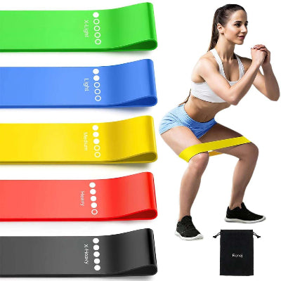 Set traka za vezbanje sa razlicitim otporom, idealne za fitnes, jogu, pilates. Savrsene za trening kod kuce ili u teretani u Srbiji.