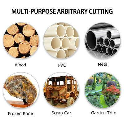 Primena listova za testere na raznim materijalima kao sto su drvo, plastika, metalne cevi, gips i bastenske grane.