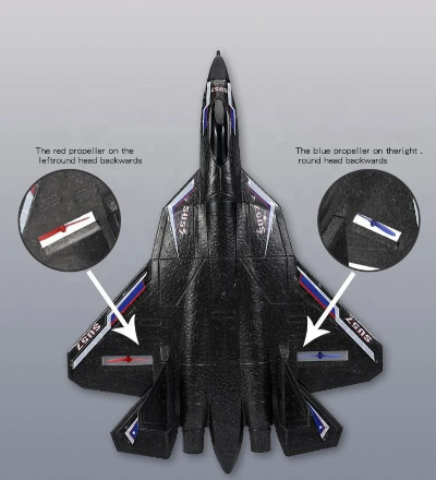 Detaljno uputstvo za propeler RC avion SU 57 drona igracka pravilna montaza levi crveni desni plavi propeler rezervni delovi