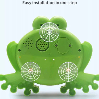 Poleđina igračke zabe sa vakuum gumama za kacenje na zid kade i zvucnikom za muziku