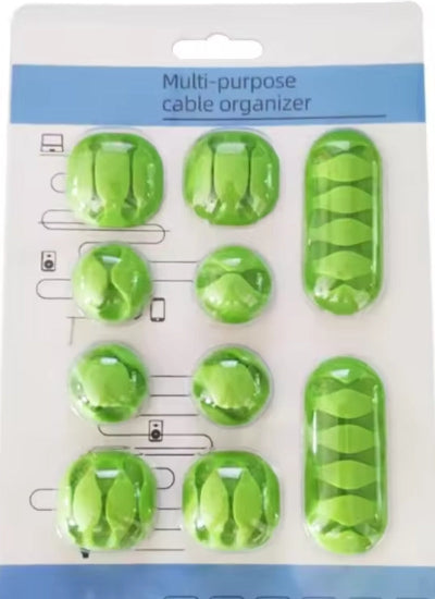 Pakovanje zelenih multi-purpose organizera za kablove. Idealni za uredjenje kablova na stolu, u kancelariji i kuci.
