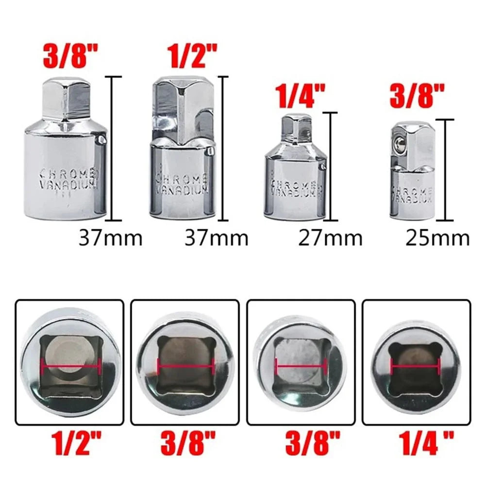 Adapteri za gedore sa oznacenim dimenzijama 1/4, 3/8 i 1/2 cola