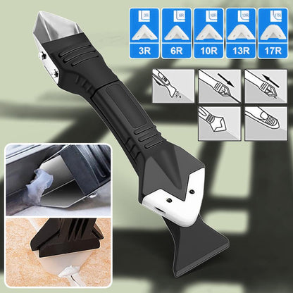 Alat za fugovanje plocica sa prikazom nastavaka 3R 6R 10R 13R 17R i primerima uklanjanja silikona iz spojeva