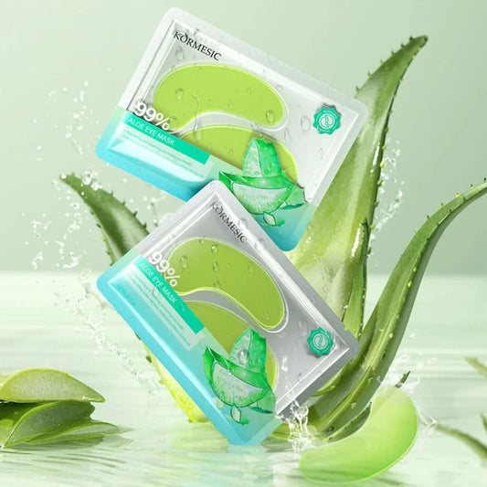 Pakovanje aloe vera hidrogel maske za podocnjake sa listovima aloe