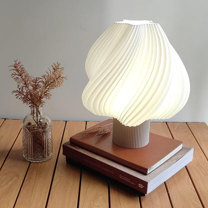 Ambijentalna stolna lampa sa spiralnim dizajnom u beloj boji