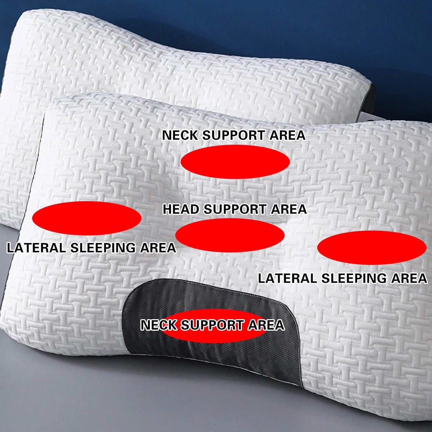 Anatomski jastuk sa zonama podrske za glavu vrat i spavanje na boku