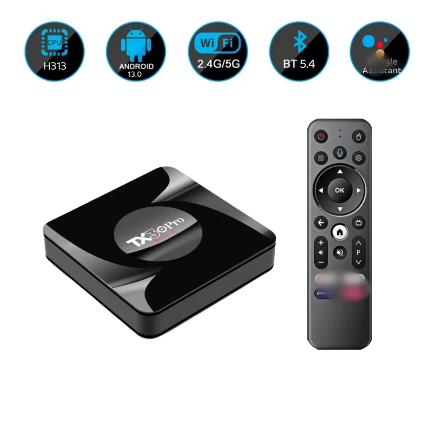 Android TV box TX3 Pro sa daljinskim i ikonama funkcija Android 13, WiFi i Bluetooth
