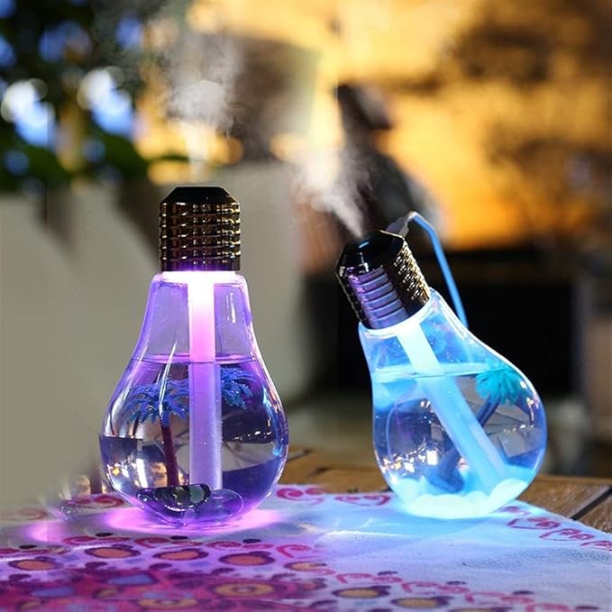 Dva aroma difuzera sijalice sa ljubicastim i plavim LED svetlom