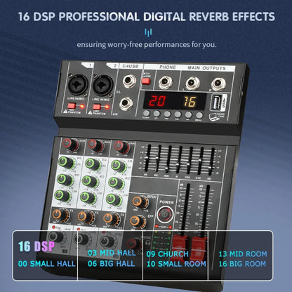 Audio mikser sa 16 DSP digitalnih efekata reverba