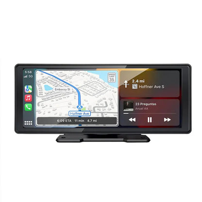 Auto ekran sa podeljenim prikazom navigacije i muzike