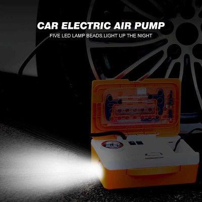 Elektricna pumpa za gume sa ugradjenim LED svetlom. Korisno za pumpanje guma nocu ili u uslovima smanjene vidljivosti.