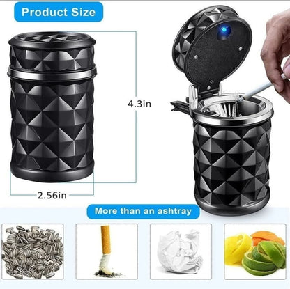 Dimenzije auto pepeljare sa LED svetlom koja moze sluziti i za sitne odpatke