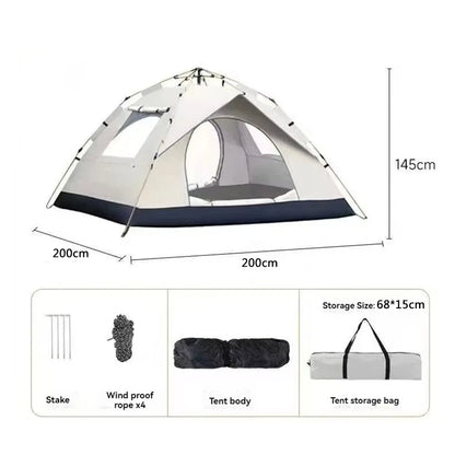 Automatski sator za kampovanje sa dimenzijama 200x200x145 cm i kompletnom opremom za montazu