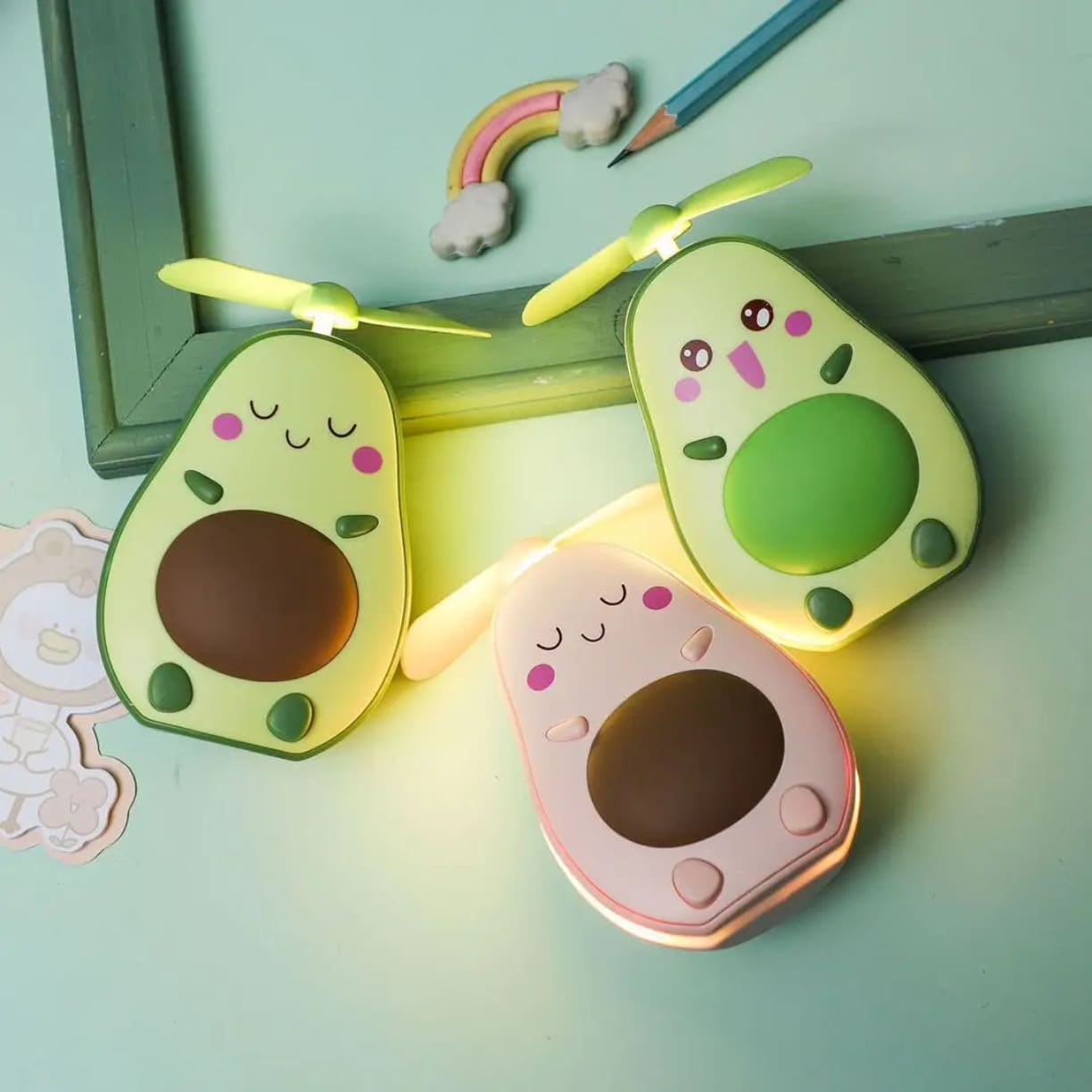 Avokado LED noćne lampice sa mini ventilatorom i toplim svetlom