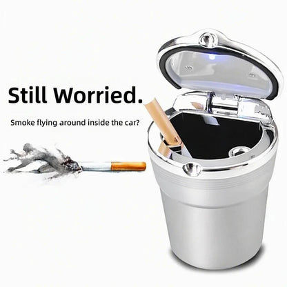 Bela auto pepeljara sa LED osvetljenjem i cigaretom