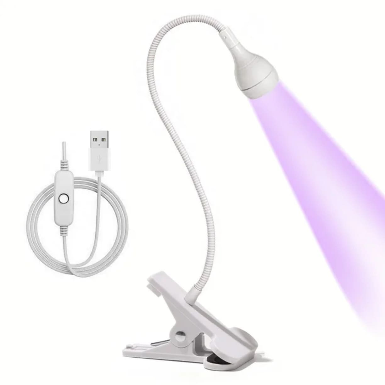 Bela USB UV LED lampa sa štipaljkom za kućni manikir
