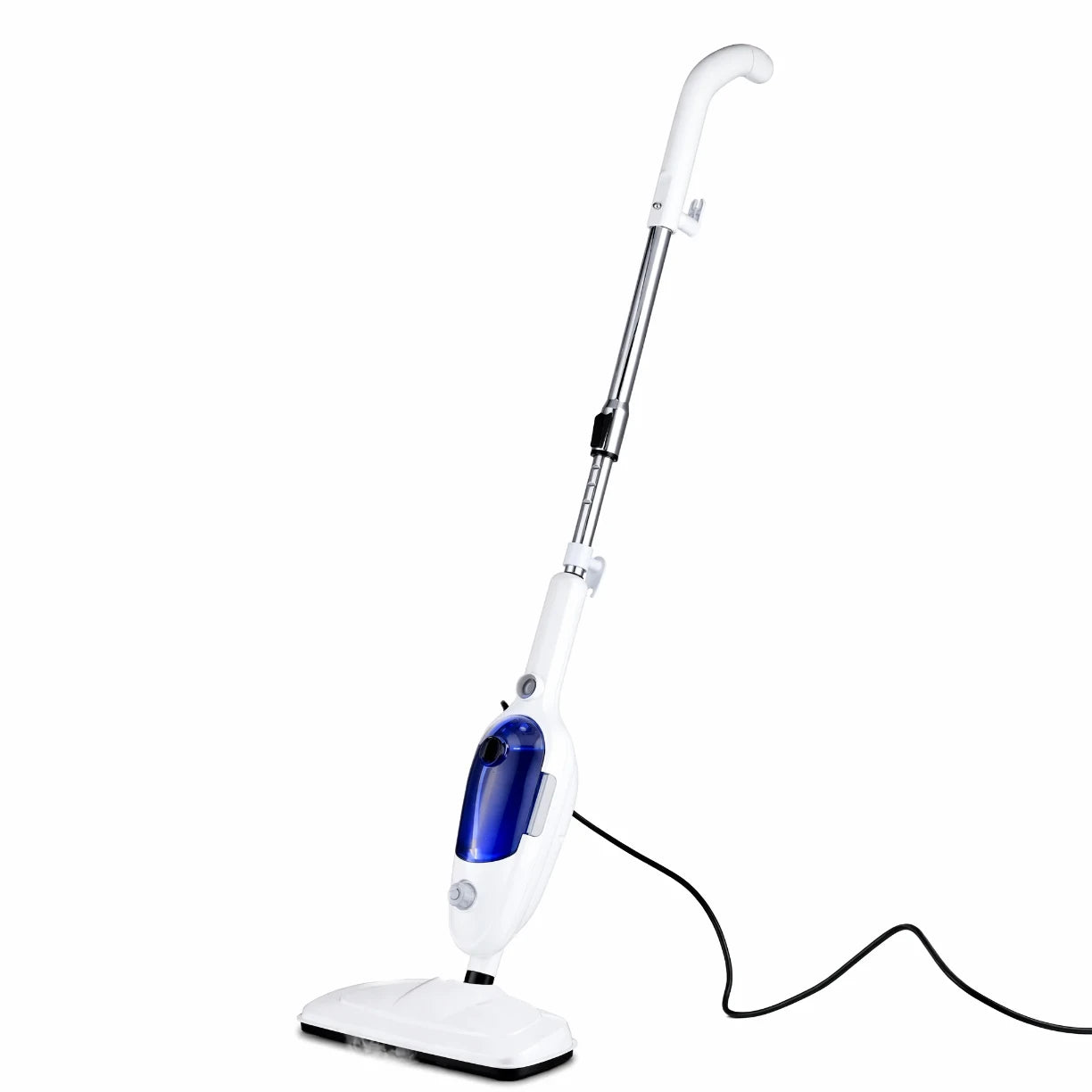 Beli visenamenski parni mop sa plavim rezervoarom