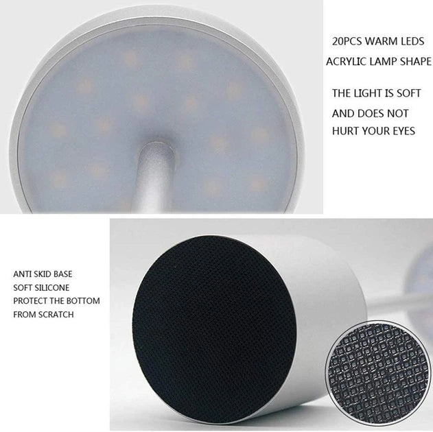 bezicna led stona lampa sa prikazom led osvetljenja mekane svetlosti i stabilne antiklizne baze