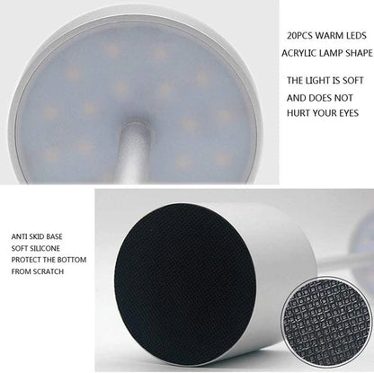 bezicna led stona lampa sa prikazom led osvetljenja mekane svetlosti i stabilne antiklizne baze