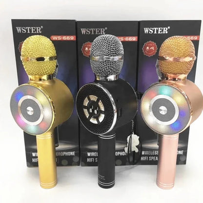 Bezicni karaoke mikrofon WS669 sa LED zvucnikom u tri boje