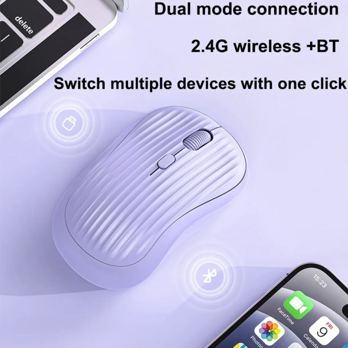Bezicni mis sa dual mode 2.4G i bluetooth povezivanjem pored laptopa i telefona