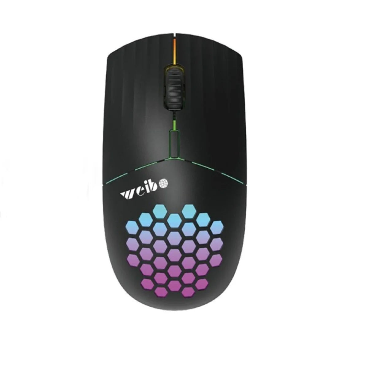 Crni bezicni mis sa sarenim RGB osvetljenjem odozgo