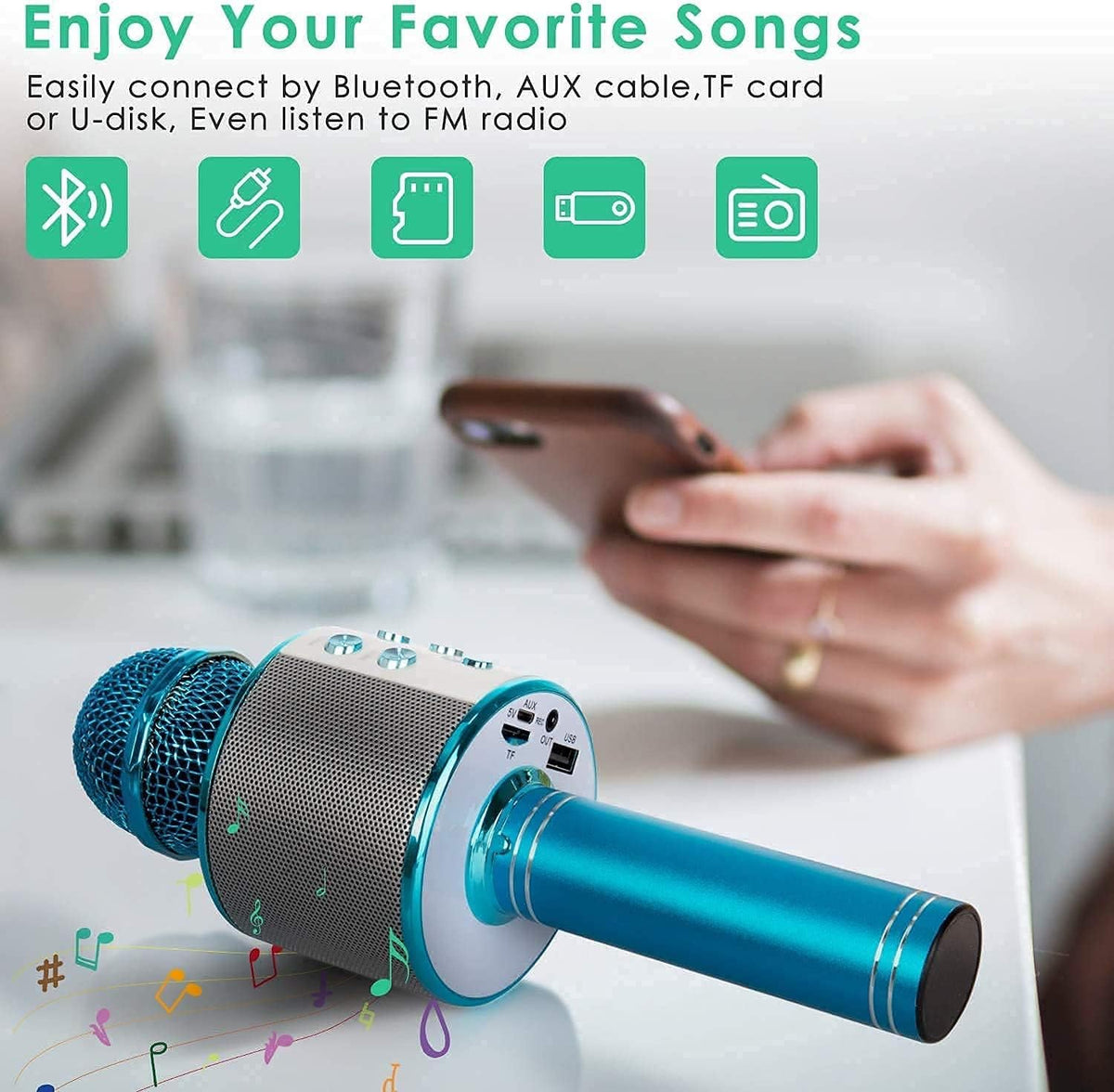 Bluetooth karaoke mikrofon sa povezivanjem na telefon