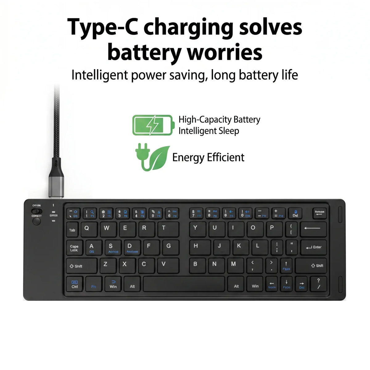Bezicna bluetooth tastatura sa USB Type C punjenjem