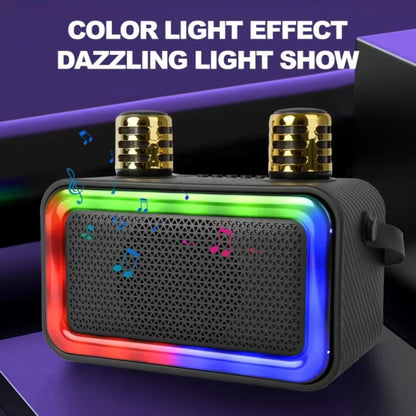 Bluetooth zvucnik sa RGB svetlom prikazan uz natpis o svetlosnom efektu