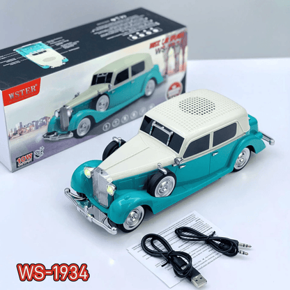 Retro bluetooth zvučnik WS-1934 tirkizno-beli sa pakovanjem i kablovima
