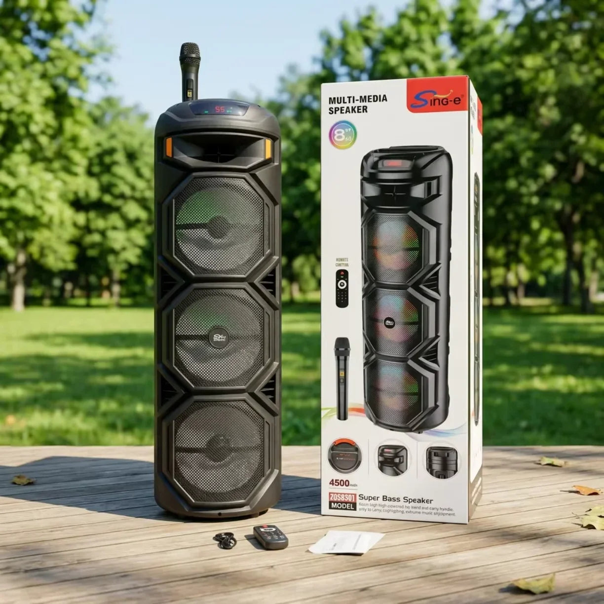 Veliki bluetooth zvucnik za zurke napolju sa opremom