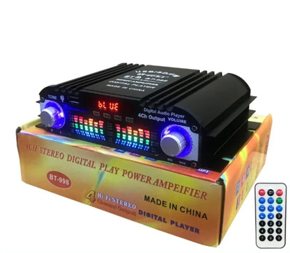 Digitalno pojacalo BT-998 na kutiji sa daljinskim upravljacem