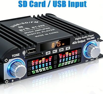 BT-998 pojacalo sa prikazom 87.5 FM i istaknutim SD i USB ulazom