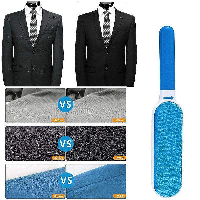 Efikasna cetka za uklanjanje dlaka kucnih ljubimaca sa odece i tkanina. Prikazan efekat "Pre i Posle" ciscenja od dlaka i grudvica.