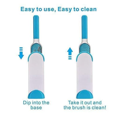 Efikasna cetka za uklanjanje dlaka kucnih ljubimaca sa odece i tkanina. Prikazan efekat "Pre i Posle" ciscenja od dlaka i grudvica.