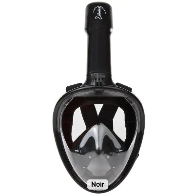 Crna full face maska za ronjenje. Komforan dizajn za avanturiste, savrsena za istrazivanje podvodnog sveta.