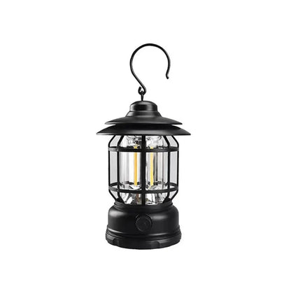 Crna retro kamperska punjiva LED lampa sa kukicom
