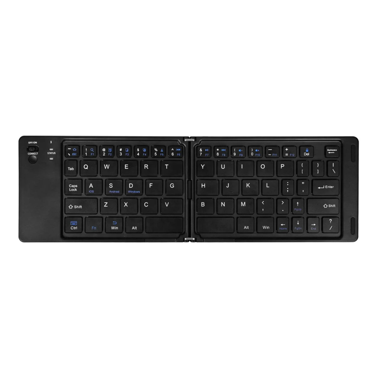 Crna sklopiva bezicna tastatura otvorena odozgo