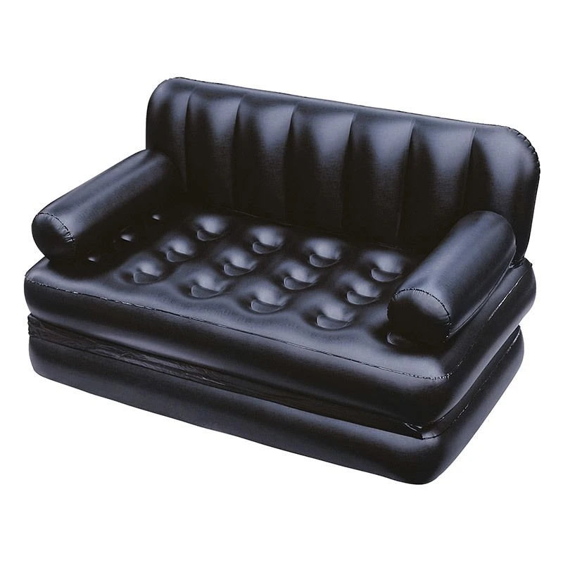 Crna sofa na naduvavanje dvosed sa rukonaslonima