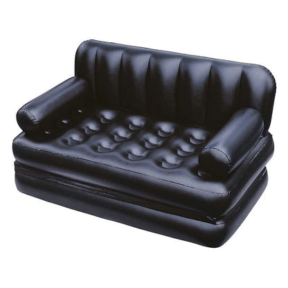 Crna sofa na naduvavanje dvosed sa rukonaslonima