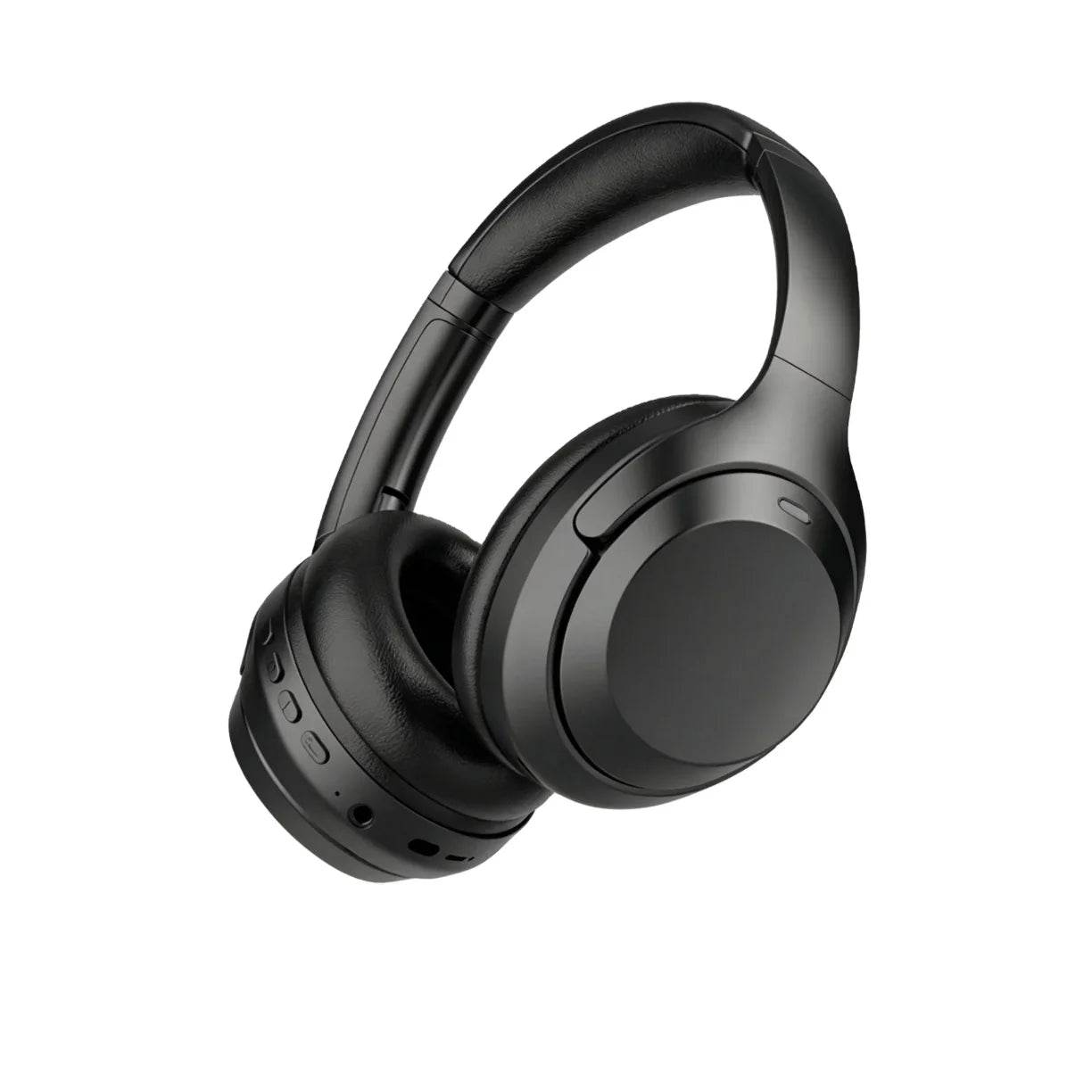 Crne bezicne bluetooth slusalice preko usiju detalj