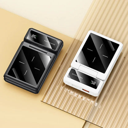 Crni i beli preklopni power bank sa LED ekranom