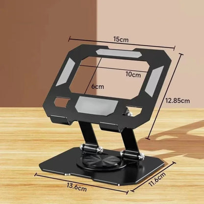 Crni metalni drzac za tablet sa prikazanim dimenzijama u centimetrima