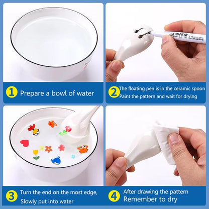 Kreativna igra crtanja na vodi sa plutajucim motivima