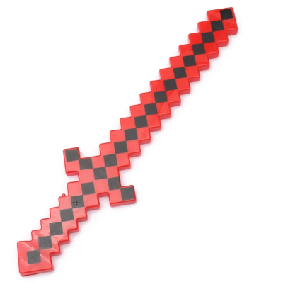 crveni piksel mac igracka sa kockastim dizajnom i tasterom za ukljucivanje led svetala izradjen od izdrzljive plastike otporne na udarce