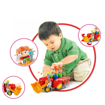 Decak se igra muzickim traktorom buldozerom ArToon Swing sa pokretnim farmerom koji se okrece svetli i svira super igracka za decu