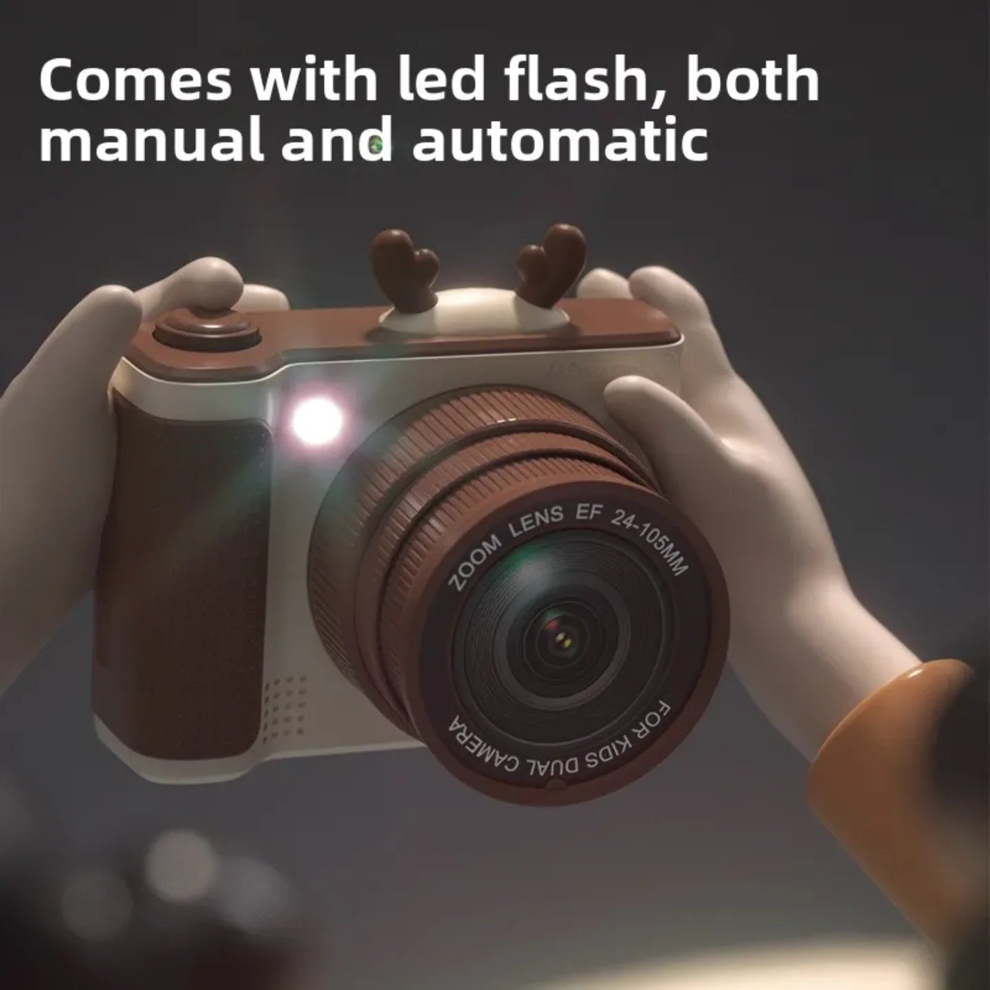 Decija digitalna kamera sa LED blicem u krem i braon boji