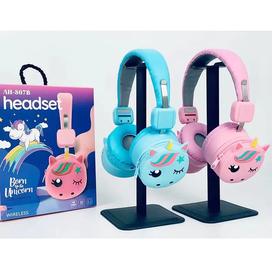 Decije bluetooth slusalice jednorog u roze i plavoj boji sa pakovanjem